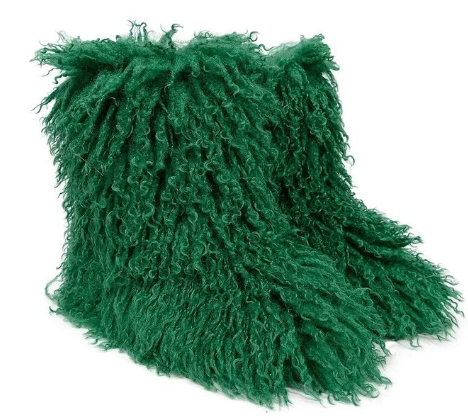 Woman Fur Boots Fluffy Faux Teddy Bear Plush Ladies Boots