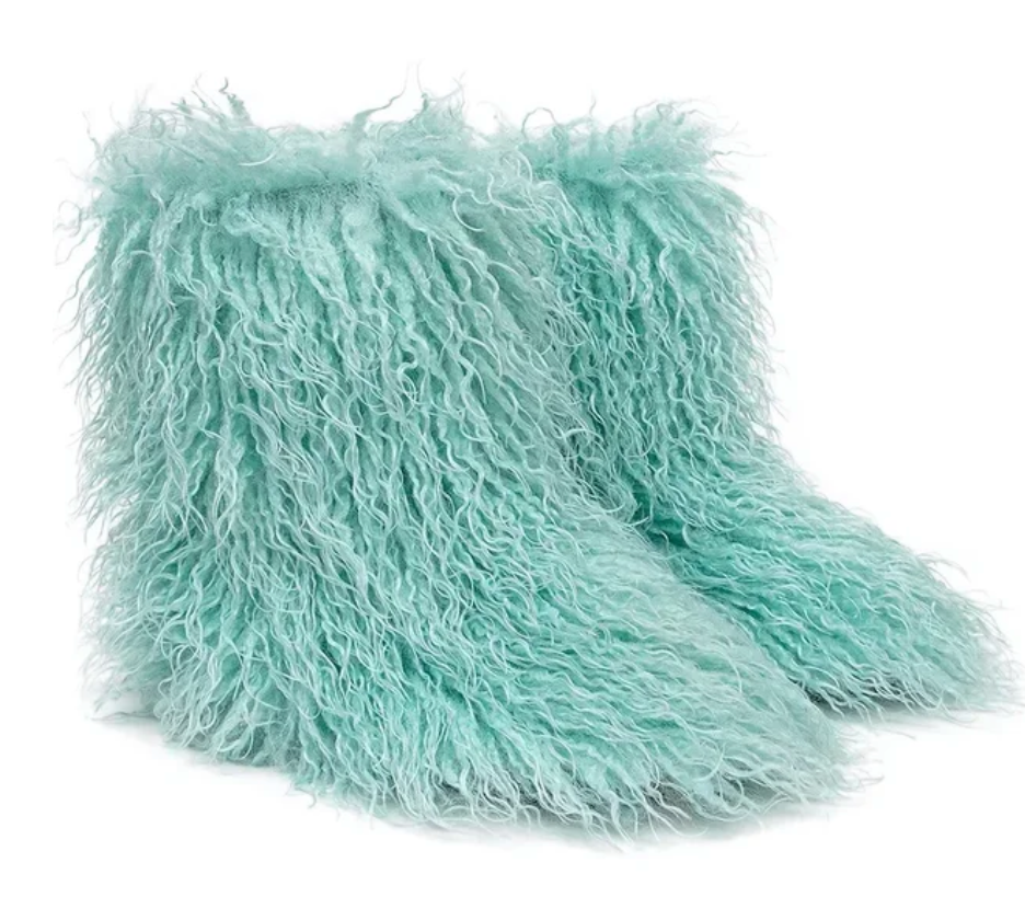 Woman Fur Boots Fluffy Faux Teddy Bear Plush Ladies Boots