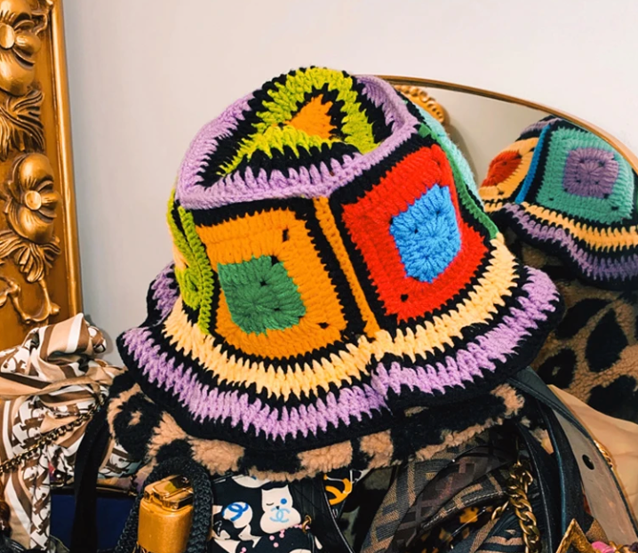 Crochet Knitted Bucket Hat Hollow Fashion Handmade Y2K Korean Fashion Design Cap