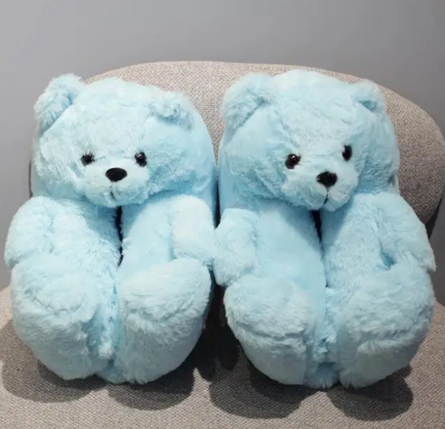 Teddy Bear Plush Fashion Furry Cute House Slippers Warm Comfortable Slip On Cartoon Slides