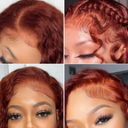 Human Hair Pre Plucked Reddish Brown Jerry Curl HD Transparent Lace 250% Density Wig