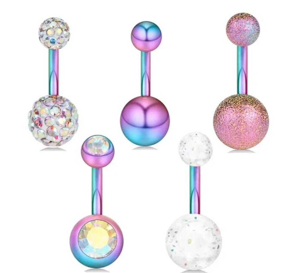 3/5 Pcs Stainless Steel Belly Piercings Multi Style Navel Piercing Set