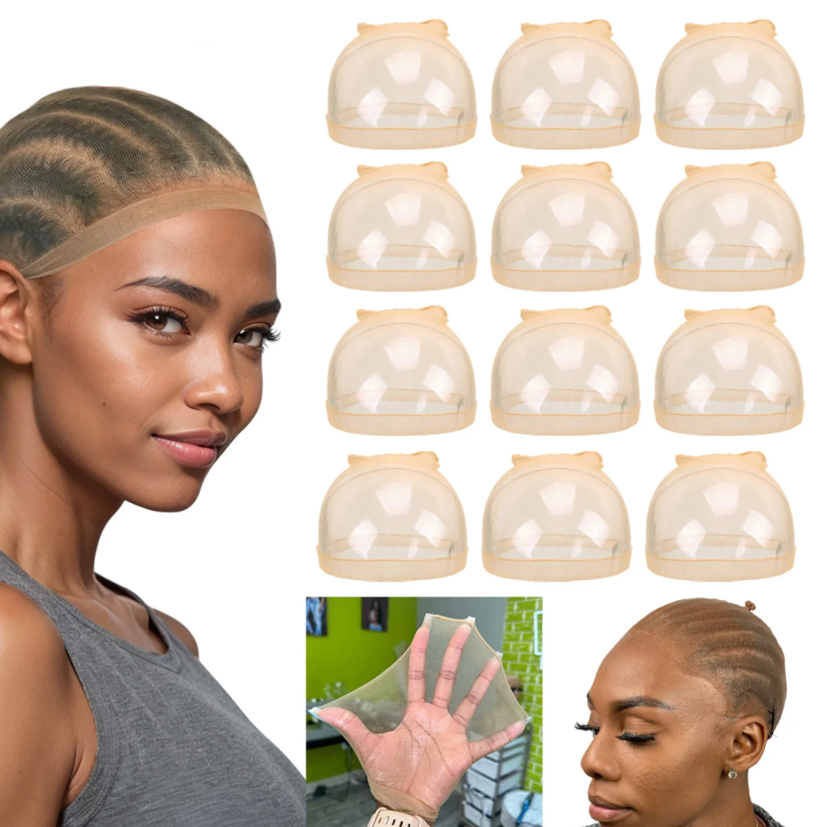 12 Pcs HD Wig Cap Ultra Thin Invisible Lace Wig Stocking Cap For Lace Front Wigs