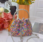 Womans Colorful Fashion Tote Bucket Chain Shoulder Handbag Y2k Design