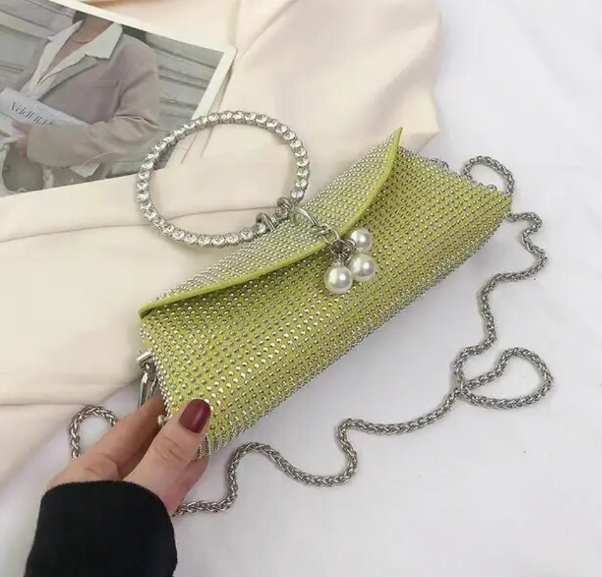 Rhinestone Diamond Womans Handbag Bling Evening Sparkly Square Clutch Purse