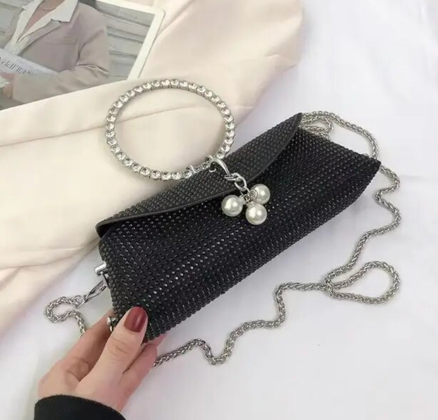 Rhinestone Diamond Womans Handbag Bling Evening Sparkly Square Clutch Purse