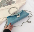 Rhinestone Diamond Womans Handbag Bling Evening Sparkly Square Clutch Purse