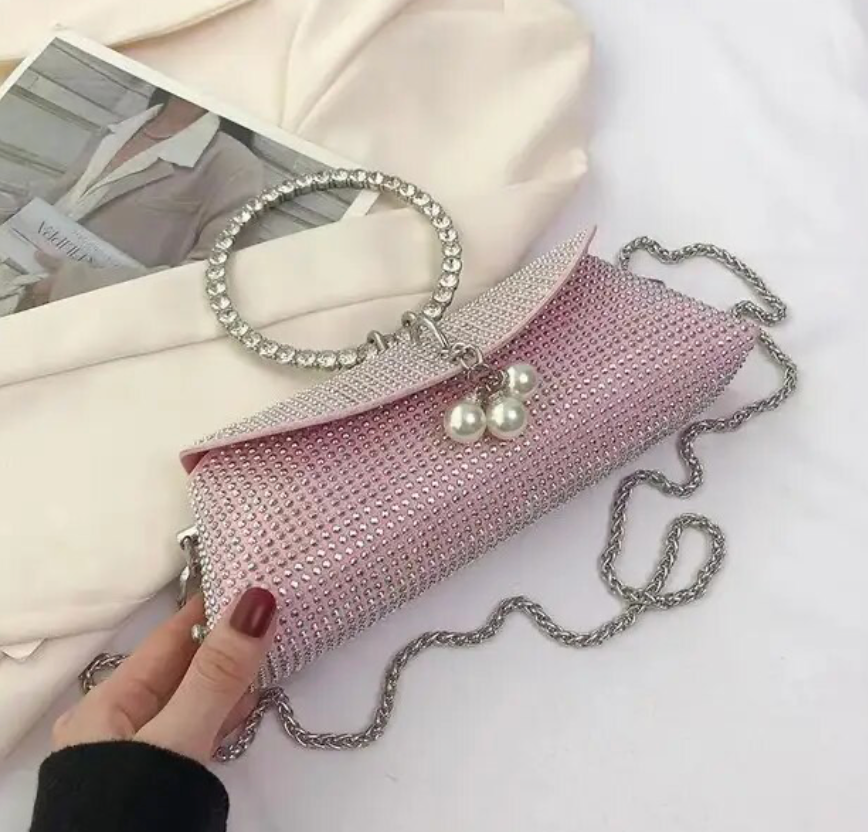 Rhinestone Diamond Womans Handbag Bling Evening Sparkly Square Clutch Purse