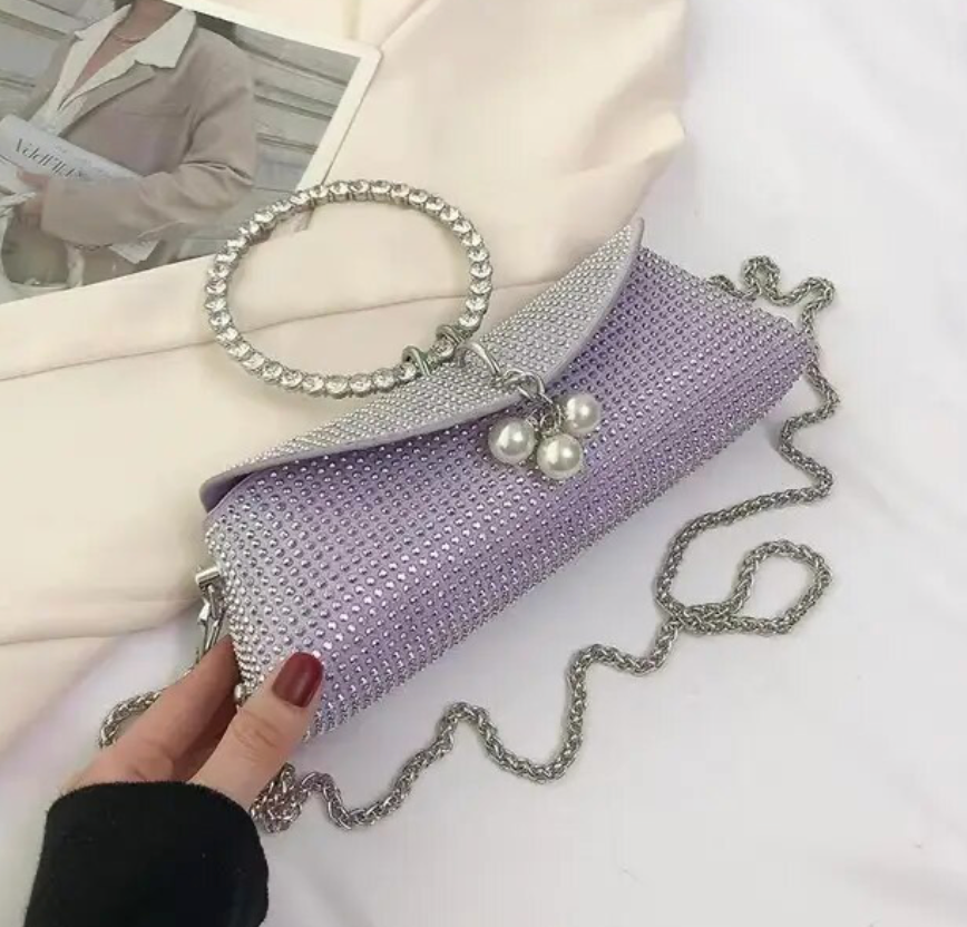 Rhinestone Diamond Womans Handbag Bling Evening Sparkly Square Clutch Purse