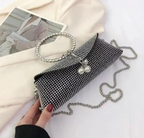 Rhinestone Diamond Womans Handbag Bling Evening Sparkly Square Clutch Purse