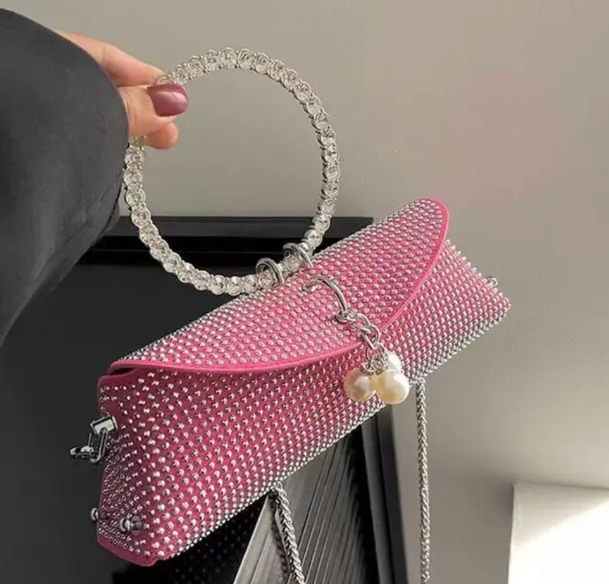 Rhinestone Diamond Womans Handbag Bling Evening Sparkly Square Clutch Purse