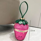 Cute Straberry Rhinestone Womans Clutch Purse Bucket Shoulder Bag