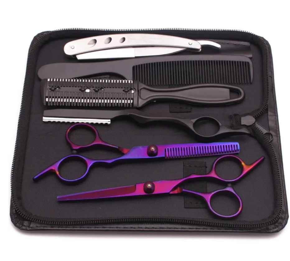 5 Pcs Professional Hair Cutting Scissors Sheers Set Stainless Steel Barber Hair Dressing Tool set