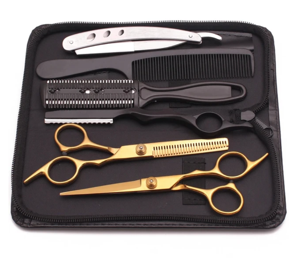 5 Pcs Professional Hair Cutting Scissors Sheers Set Stainless Steel Barber Hair Dressing Tool set