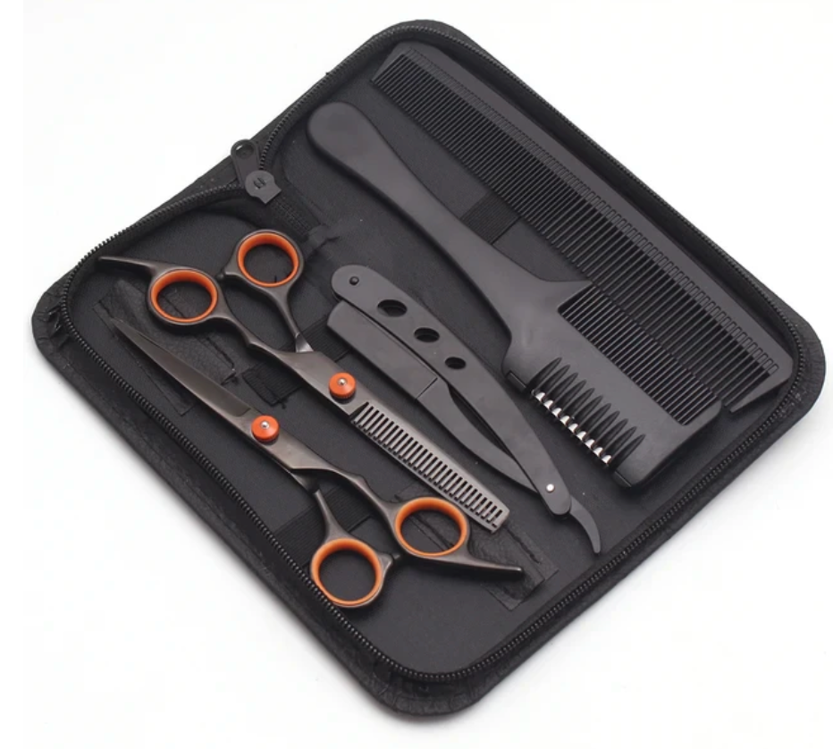 5 Pcs Professional Hair Cutting Scissors Sheers Set Stainless Steel Barber Hair Dressing Tool set