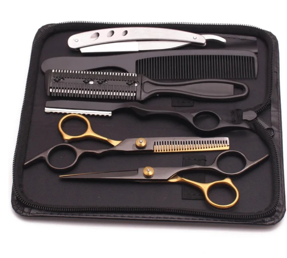 5 Pcs Professional Hair Cutting Scissors Sheers Set Stainless Steel Barber Hair Dressing Tool set