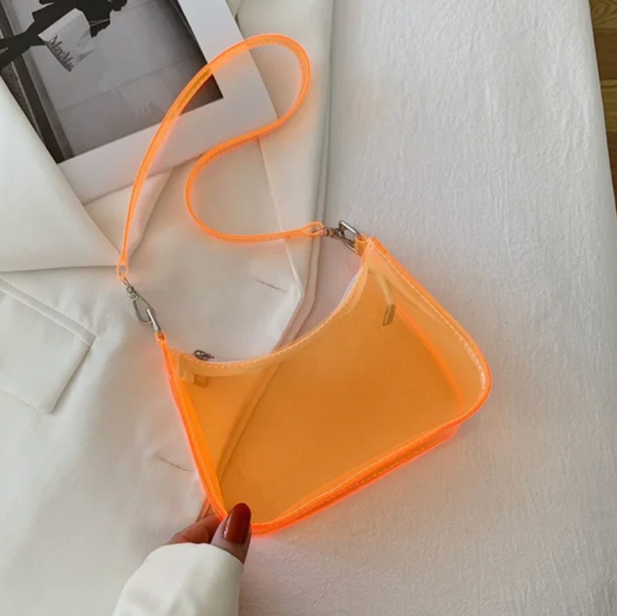 Jelly Shoulder Clutch Mini Underarm Zipper Clear Transparent Y2k Handbag
