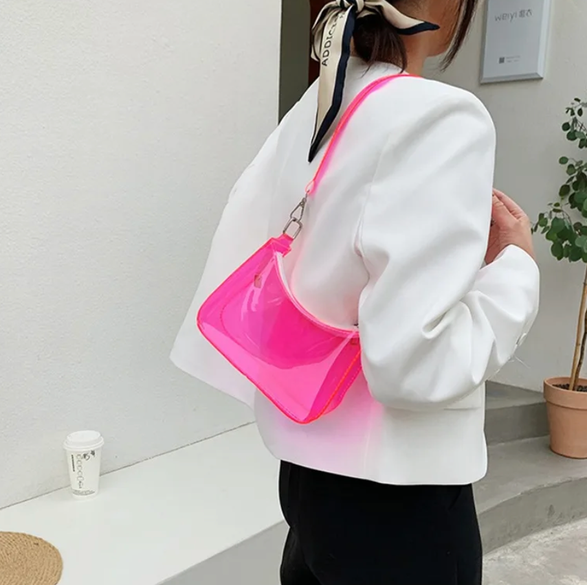 Jelly Shoulder Clutch Mini Underarm Zipper Clear Transparent Y2k Handbag