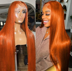 🔥Ginger Orange Straight Human Hair HD Lace Brazilian Human Hair Wig