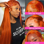 🔥Ginger Orange Straight Human Hair HD Lace Brazilian Human Hair Wig