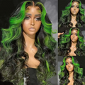Highlight Green Body Wave Human Hair Lace front HD Frontal Remy Hair Wig