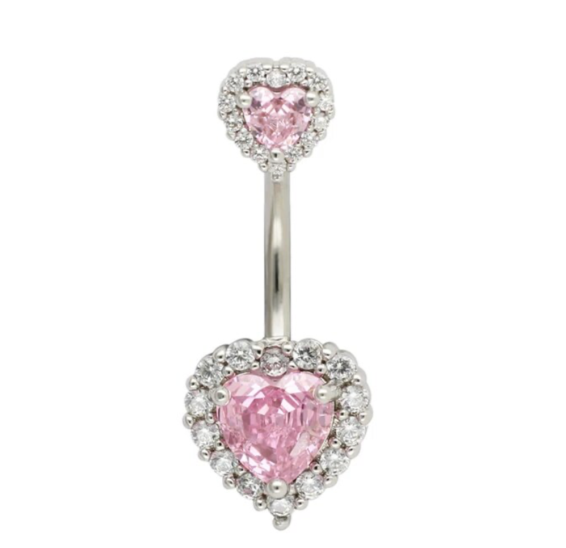 14G Heart Navel Piercing Belly Button Ring Surgical Stainless Steel Belly Piercing Jewelry