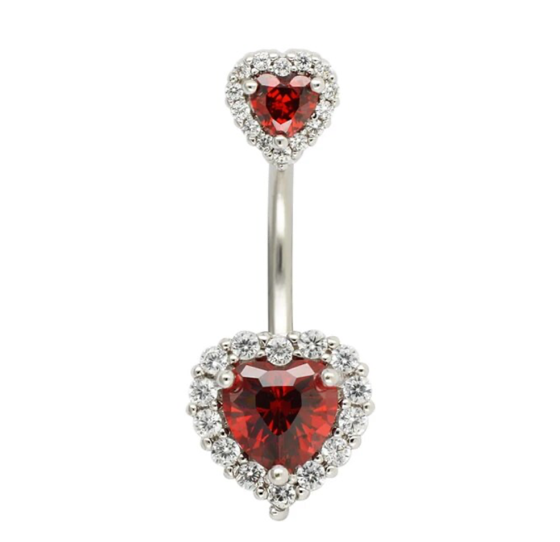 14G Heart Navel Piercing Belly Button Ring Surgical Stainless Steel Belly Piercing Jewelry
