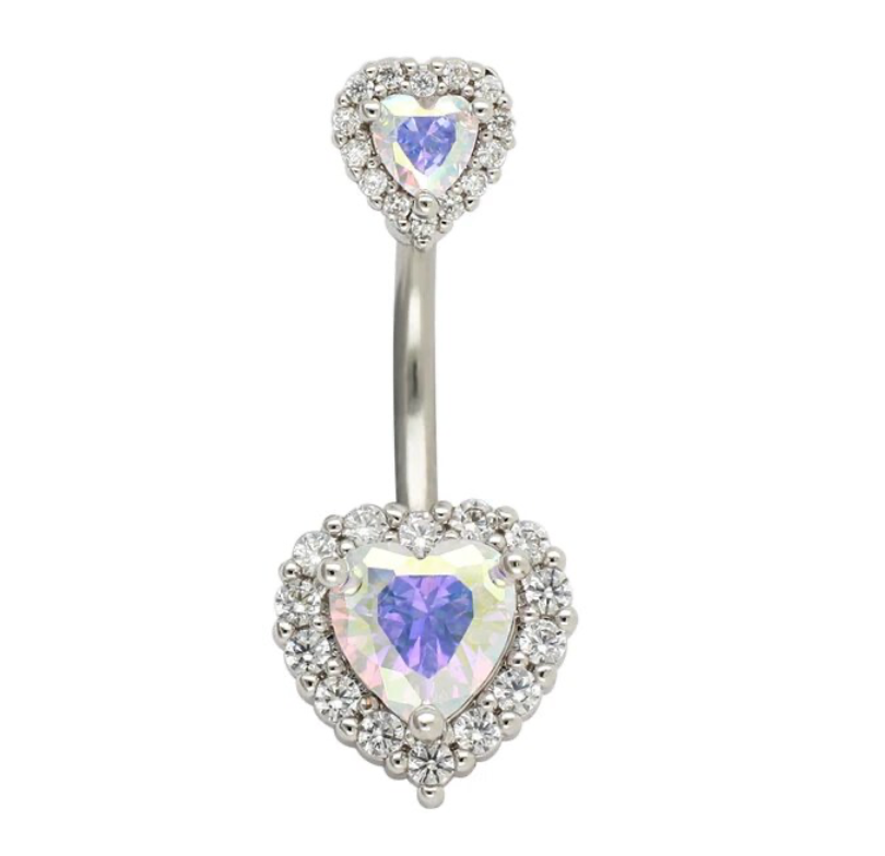14G Heart Navel Piercing Belly Button Ring Surgical Stainless Steel Belly Piercing Jewelry