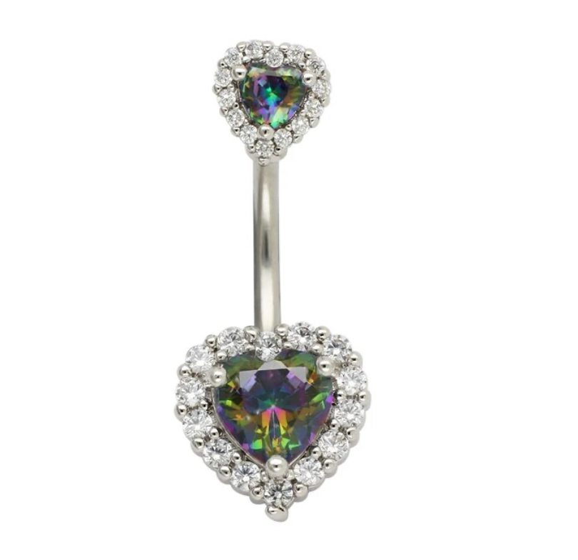 14G Heart Navel Piercing Belly Button Ring Surgical Stainless Steel Belly Piercing Jewelry