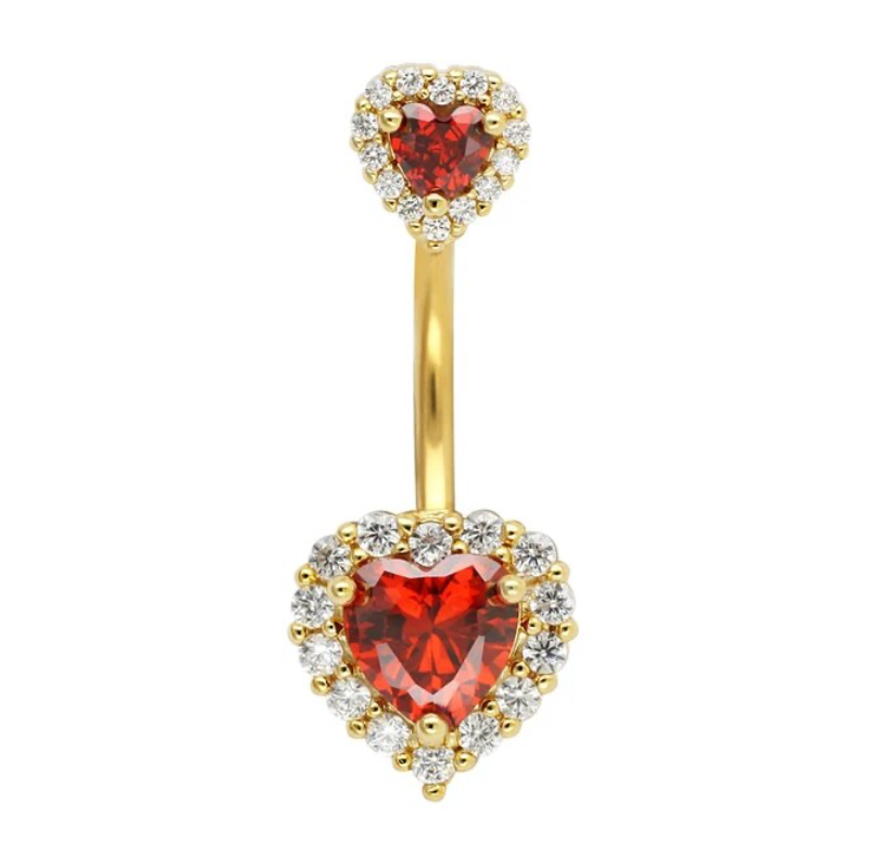 14G Heart Navel Piercing Belly Button Ring Surgical Stainless Steel Belly Piercing Jewelry