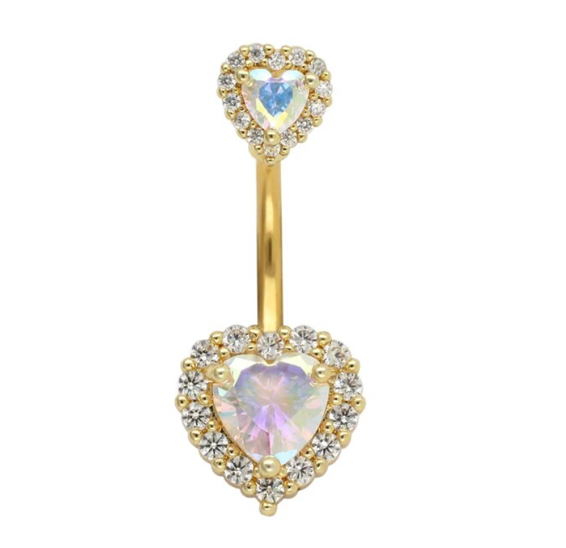 14G Heart Navel Piercing Belly Button Ring Surgical Stainless Steel Belly Piercing Jewelry