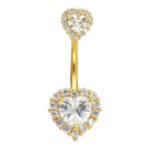 14G Heart Navel Piercing Belly Button Ring Surgical Stainless Steel Belly Piercing Jewelry