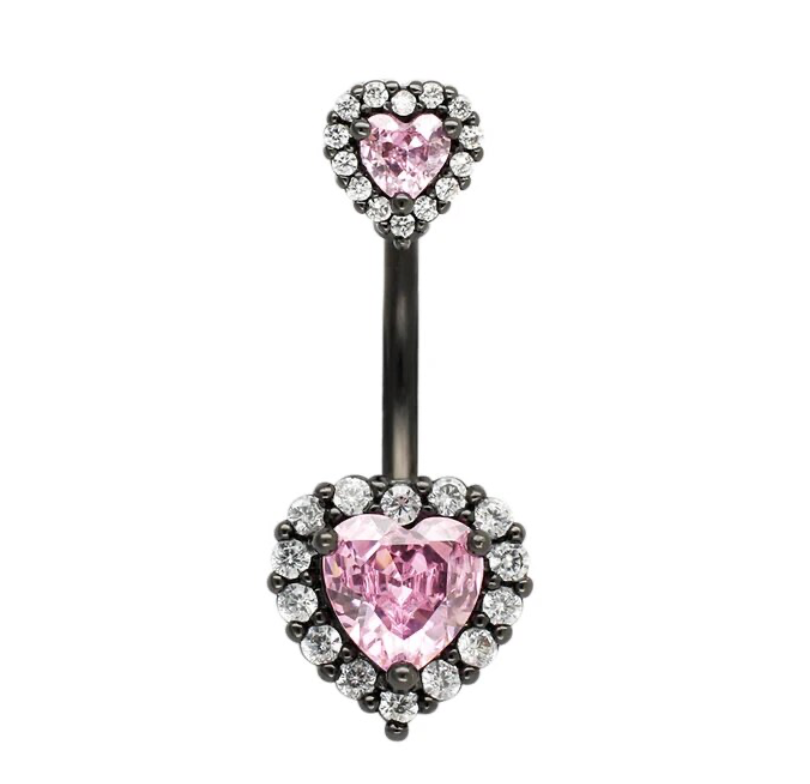 14G Heart Navel Piercing Belly Button Ring Surgical Stainless Steel Belly Piercing Jewelry