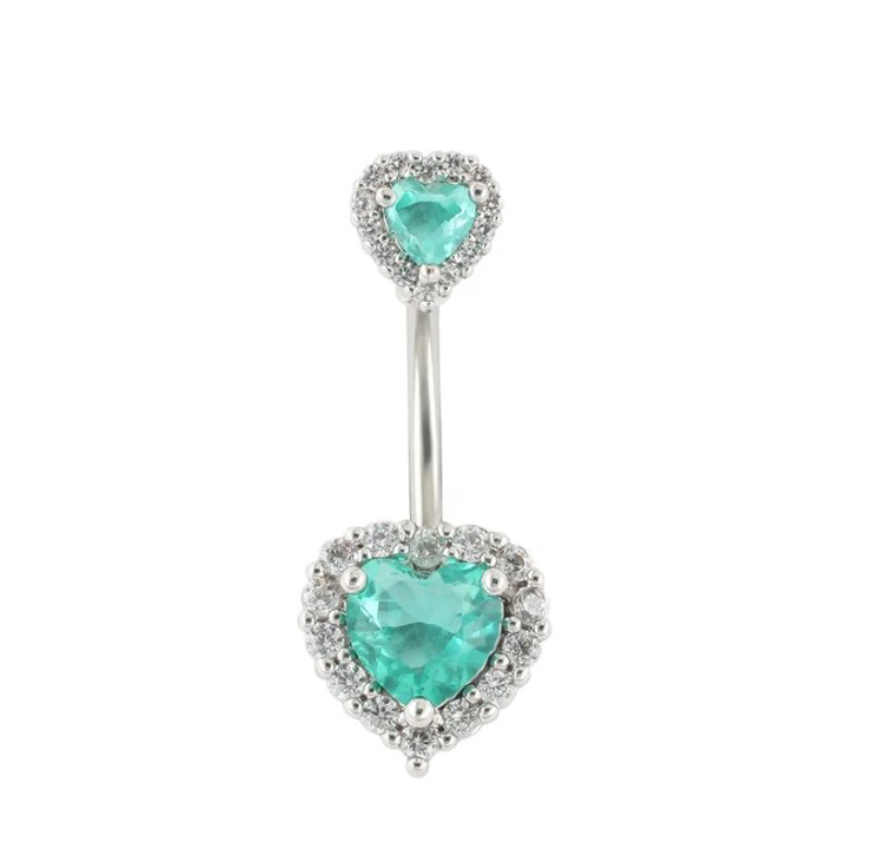 14G Heart Navel Piercing Belly Button Ring Surgical Stainless Steel Belly Piercing Jewelry