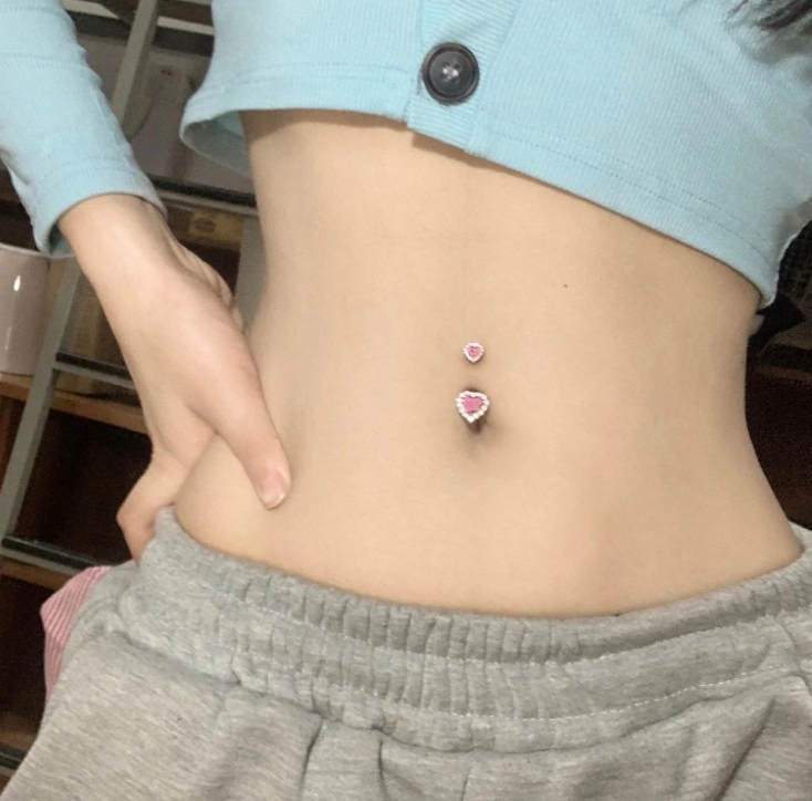 14G Heart Navel Piercing Belly Button Ring Surgical Stainless Steel Belly Piercing Jewelry