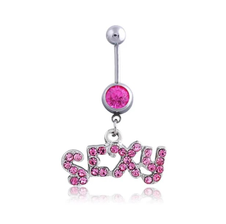 Pink Boho Navel Steel Belly Ring Piercing Jewelry Trending Style Graphic Y2k Accessory