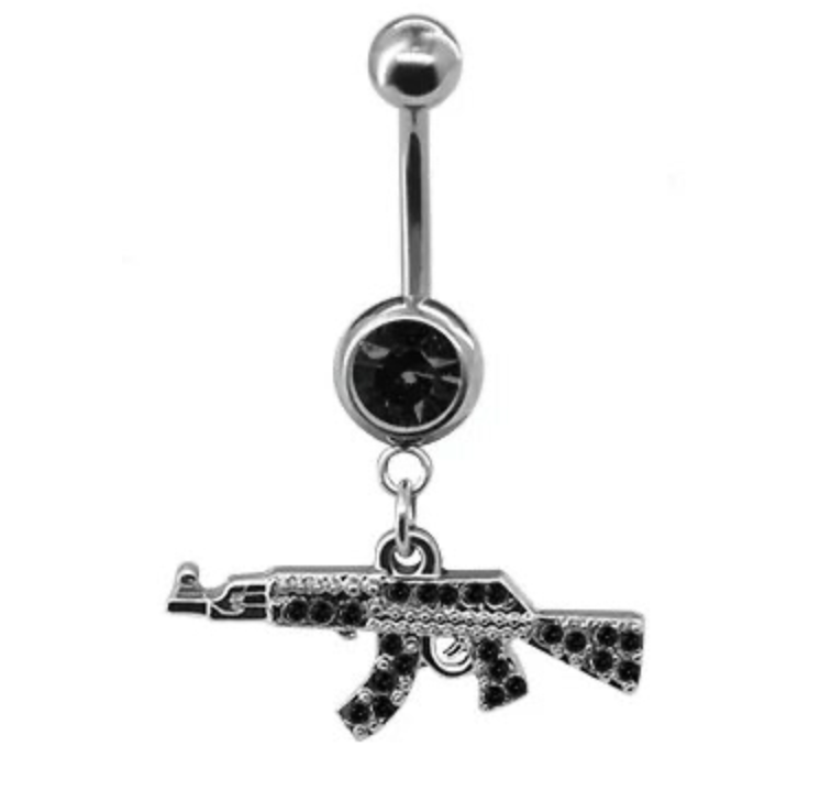 Dangle Belly Button Piercing 1 Pcs Gun Gem Design Fashion Body Piercing