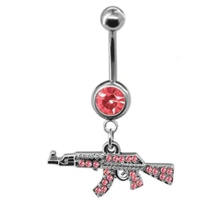 Dangle Belly Button Piercing 1 Pcs Gun Gem Design Fashion Body Piercing