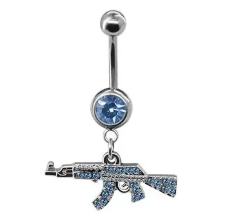 Dangle Belly Button Piercing 1 Pcs Gun Gem Design Fashion Body Piercing