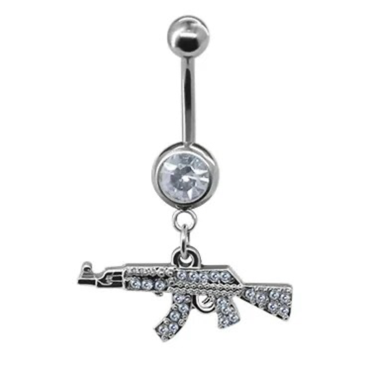 Dangle Belly Button Piercing 1 Pcs Gun Gem Design Fashion Body Piercing