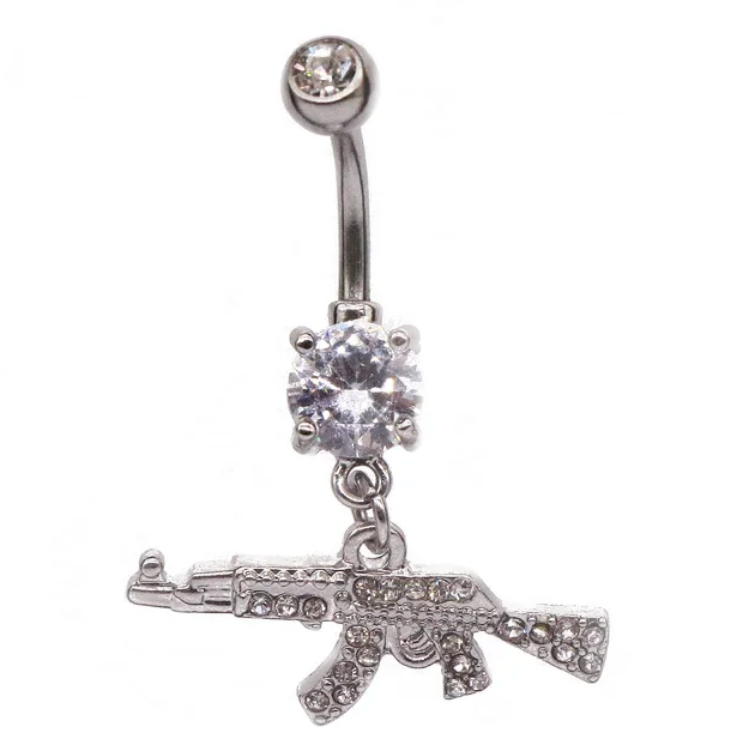 Dangle Belly Button Piercing 1 Pcs Gun Gem Design Fashion Body Piercing