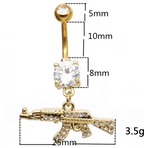 Dangle Belly Button Piercing 1 Pcs Gun Gem Design Fashion Body Piercing