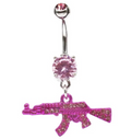 Dangle Belly Button Piercing 1 Pcs Gun Gem Design Fashion Body Piercing