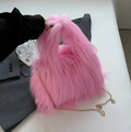 Fuzzy Faux Fur Shoulder Bag Tote Womans Plush Crossbody Handbag With Chain