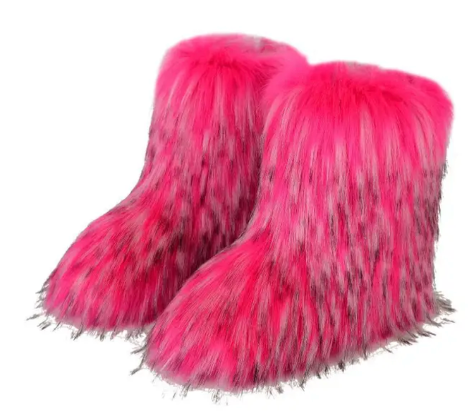 Fluffy Faux Fox Fur Boots For women Winter Women Shoes Fashion Footwear