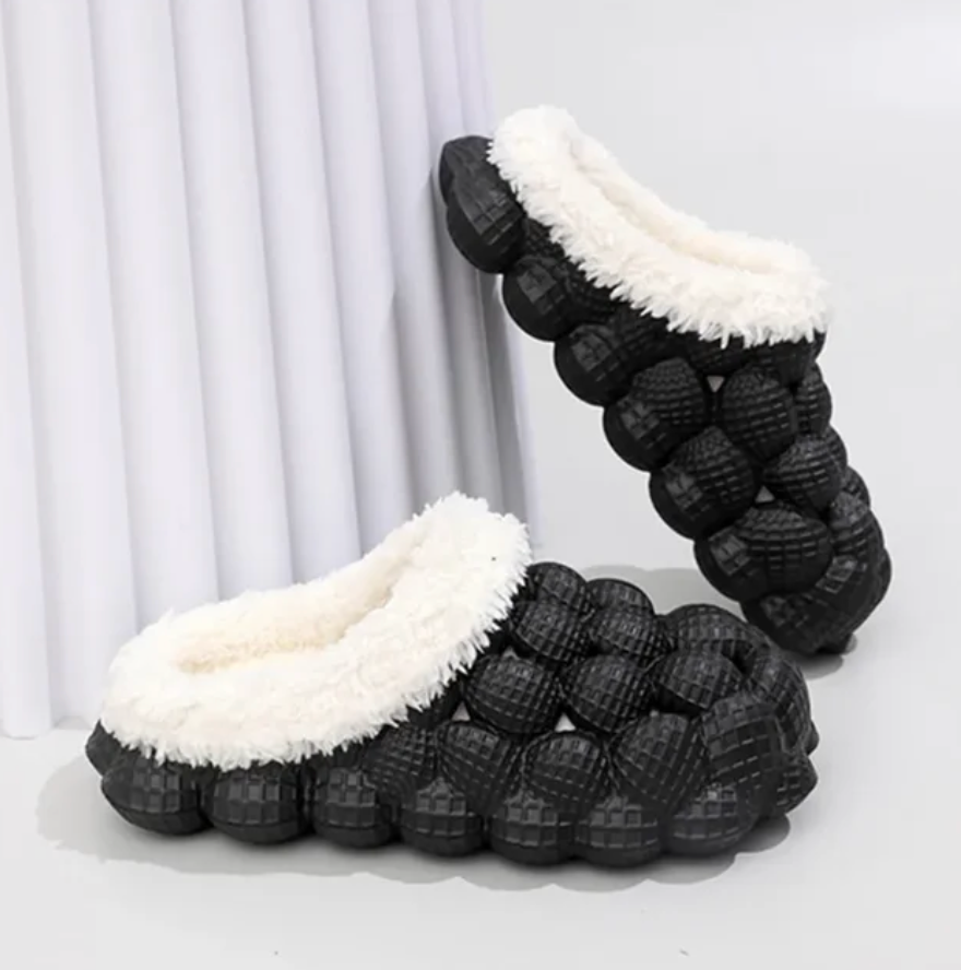 Cute Fur Bubble house Shoes Furry Slippers Close Toe Slides