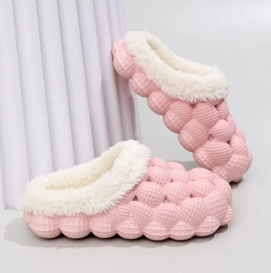 Cute Fur Bubble house Shoes Furry Slippers Close Toe Slides