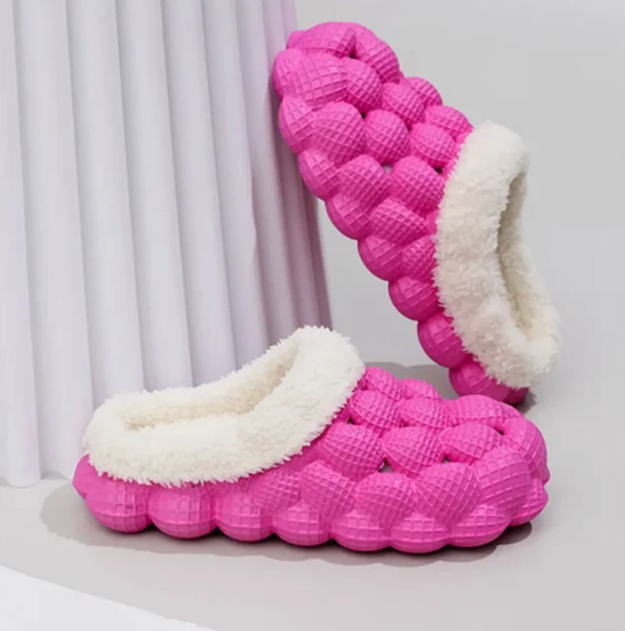 Cute Fur Bubble house Shoes Furry Slippers Close Toe Slides