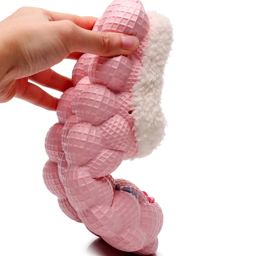 Cute Fur Bubble house Shoes Furry Slippers Close Toe Slides