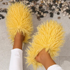 Furry Womans Home Slippers Warm Cozy Faux Fur Slip On House Slippers